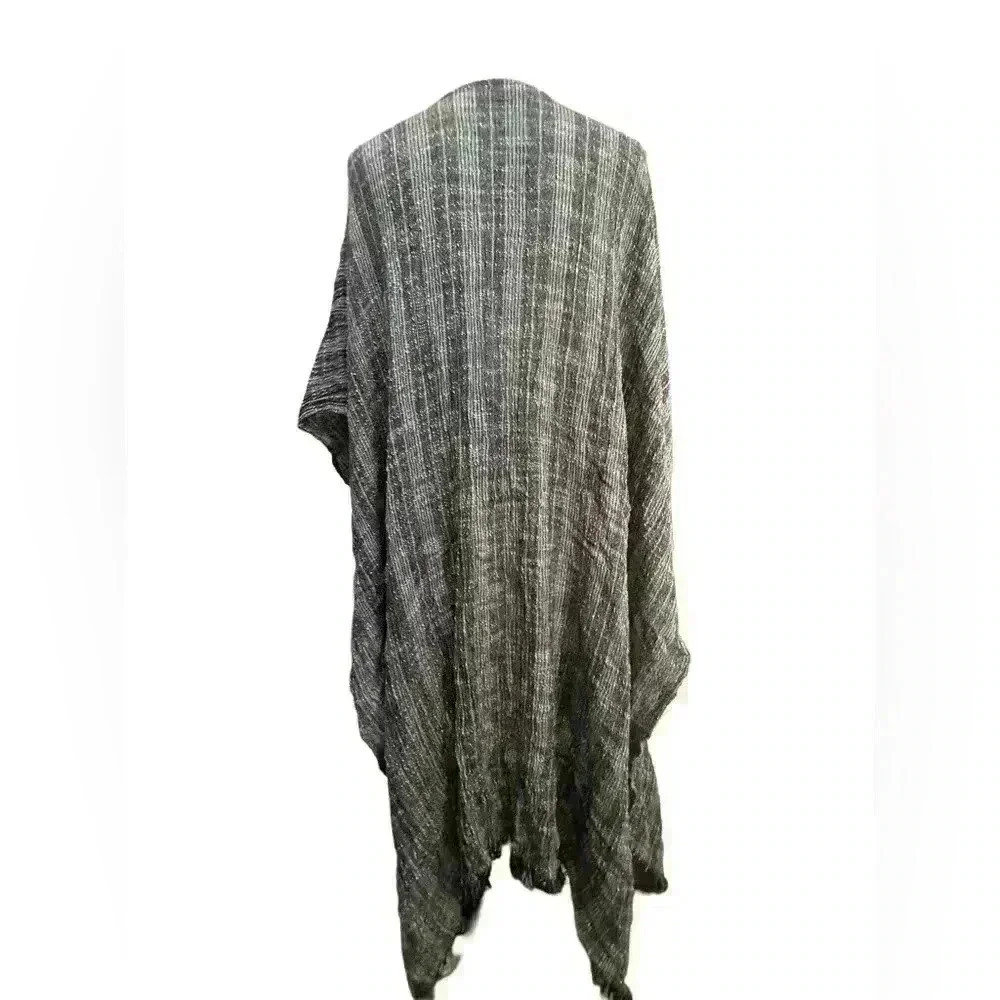 Treasure & Bond Duster Wrap Topper in Denim Blue Weave Pattern — One Size - Picture 2 of 9